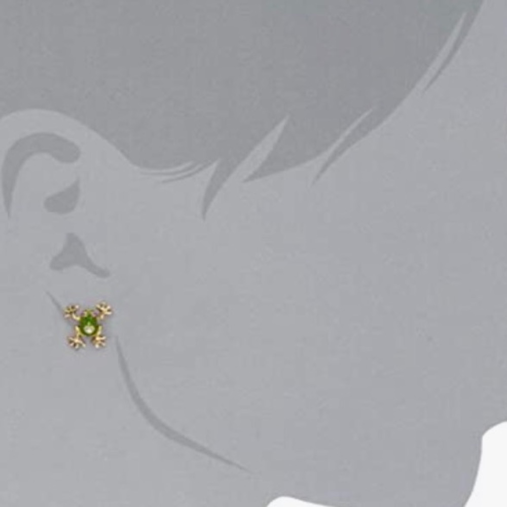 Betsey Johnson Green & Gold Frog Stud Earrings - Picture 3 of 6